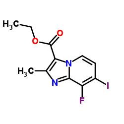 8-FLUORO-7-IODO-2-METHYL-IMIDAZO[1,2-A]PYRIDINE-3-CARBOXYLIC ACID ETHYL ESTER结构式
