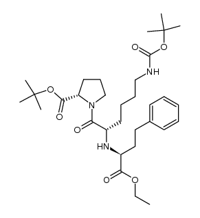N6-(tert-butoxycarbonyl)-N2-[(S)-1-(ethoxycarbonyl)-3-phenylpropyl]-L-lysyl-L-proline tert-butylester结构式