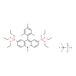 9-Mesityl-10-methyl-2,7-bis(triethoxysilyl)acridinium trifluoromethanesulfonate Structure