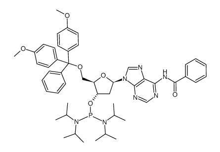 N-(9-((2R,4S,5R)-5-((bis(4-methoxyphenyl)(phenyl)methoxy)methyl)-4-((bis(diisopropylamino)phosphanyl)oxy)tetrahydrofuran-2-yl)-9H-purin-6-yl)benzamide Structure
