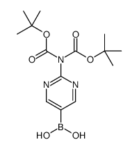 2-(5-硼-2-嘧啶基)亚氨基二甲酸1,3-双(叔丁基)酯结构式