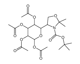 1,2,3,4-Tetra-O-acetyl-5-(2,2-dimethyl-3-{[(2-methyl-2-propanyl)o xy]carbonyl}-1,3-oxazolidin-4-yl)pentopyranose结构式