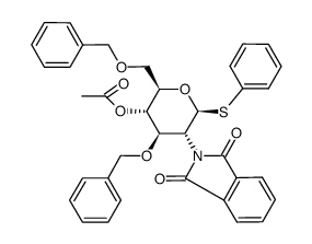 phenyl 4-O-acetyl-3,6-di-O-benzyl-2-deoxy-2-phthalimido-1-thio-β-D-glucopyranoside Structure