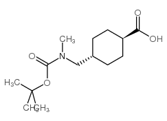 反式-4-(((叔丁氧羰基)(甲基)氨基)甲基)环己烷-1-甲酸结构式