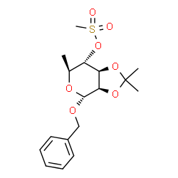 Benzyl 2-O,3-O-isopropylidene-6-deoxy-α-L-mannopyranoside methanesulfonate结构式