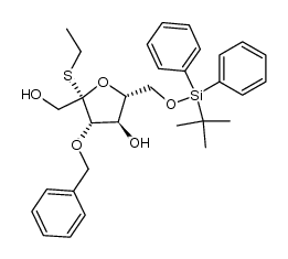 ethyl 3-O-benzyl-6-O-tert-butyldiphenylsilyl-2-thio-β-D-fructofuranoside结构式