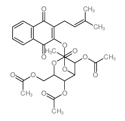 1,4-Naphthalenedione, 2-(3-methyl-2-butenyl)-3-[(2,3,4, 6-tetra-O-acetyl-.beta.-D-glucopyranosyl)oxy]-结构式
