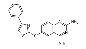 2,4-diamino-6-[(4-phenyl-2-thiazolyl)thio]quinazoline Structure