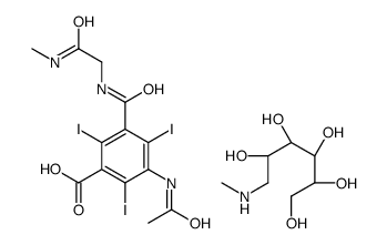 3-acetamido-2,4,6-triiodo-5-[[2-(methylamino)-2-oxoethyl]carbamoyl]benzoic acid,(2R,3R,4R,5S)-6-(methylamino)hexane-1,2,3,4,5-pentol结构式