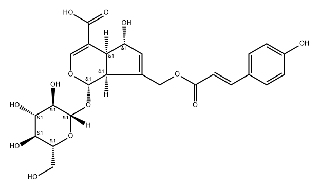 10-O-反式-p-香豆酰鸡屎藤次苷结构式