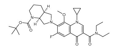 (4aS,7aS)-tert-butyl 6-(1-cyclopropyl-3-(diethylcarbamoyl)-6-fluoro-8-methoxy-4-oxo-1,4-dihydroquinolin-7-yl)octahydro-1H-pyrrolo[3,4-b]pyridine-1-carboxylate Structure