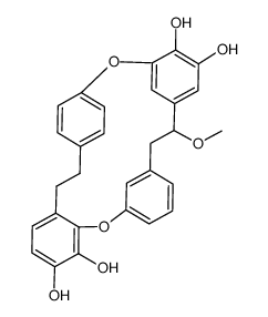 3,5-[Oxy(1,4-phenylene)ethylene(3-hydroxy-1,2-phenylene)oxy(1,3-phenylene)(2-ethoxyethylene)]catechol结构式