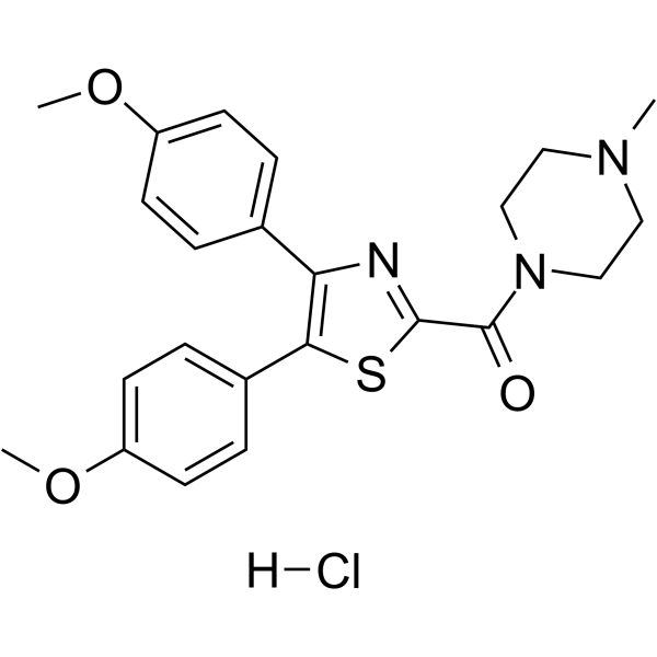 1-[[4,5-双(4-甲氧基苯基)-2-噻唑]羰基]-4-甲基哌嗪盐酸盐结构式