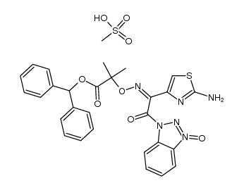(Z)-2-[[[1-(2-amino-4-thiazolyl)-2-(3-oxido-1H-benzotriazol-1-yl)-2-oxoethylidene]amino]oxy]-2-methylpropanoic acid diphenylmethyl ester methanesulfonate (1:1) salt结构式