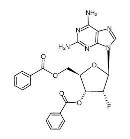 2,6-diamino-9-(3,5-di-O-benzoyl-2-deoxy-2-fluoro-β-D-ribofuranosyl)purine结构式