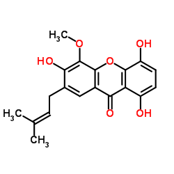 1,4,6-三羟基-5-甲氧基-7-异戊二烯基呫吨酮结构式