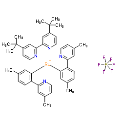 4,4'-二(叔丁基-2,2'-联吡啶]二[5-甲基-2-(4-甲基-2-吡啶基-kN)苯基-kC]六氟磷酸铱结构式