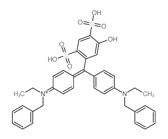 Benzenemethanaminium,N-ethyl-N-[4-[[4-[ethyl(phenylmethyl)amino]phenyl](5-hydroxy-2,4-disulfophenyl)methylene]-2,5-cyclohexadien-1-ylidene]-,inner salt, calcium salt (2:1)结构式