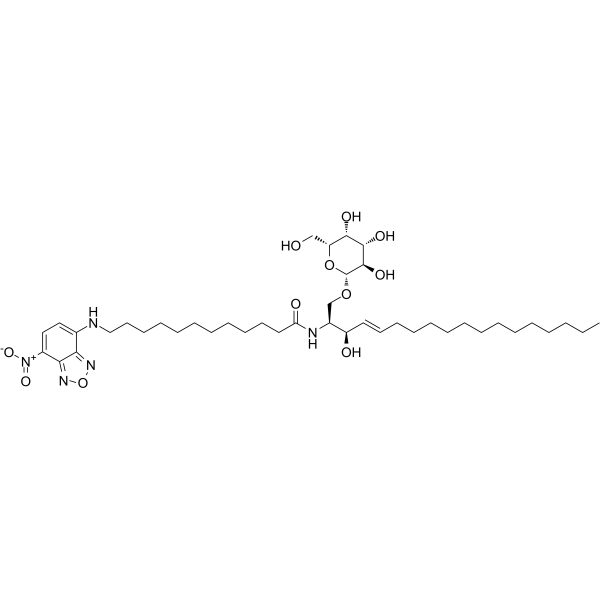 N-[12-[((7-硝基-2-1,3-苯并恶二唑-4-基)氨基]十二烷酰基] -D-半乳糖基-ß1-1'-鞘氨醇结构式