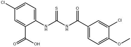 5-chloro-2-[[[(3-chloro-4-methoxybenzoyl)amino]thioxomethyl]amino]-benzoic acid Structure