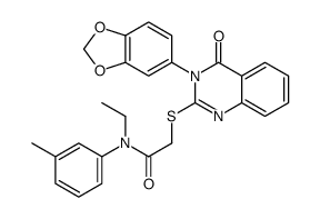 2-[3-(1,3-benzodioxol-5-yl)-4-oxoquinazolin-2-yl]sulfanyl-N-ethyl-N-(3-methylphenyl)acetamide结构式