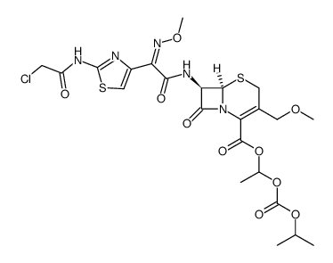 1-((isopropoxycarbonyl)oxy)ethyl (6R,7R)-7-((Z)-2-(2-(2-chloroacetamido)thiazol-4-yl)-2-(methoxyimino)acetamido)-3-(methoxymethyl)-8-oxo-5-thia-1-azabicyclo[4.2.0]oct-2-ene-2-carboxylate结构式