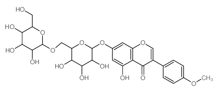 4H-1-Benzopyran-4-one,7-[(6-O-b-D-glucopyranosyl-b-D-glucopyranosyl)oxy]-5-hydroxy-3-(4-methoxyphenyl)-结构式