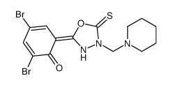 1,3,4-Oxadiazole-2(3H)-thione, 5-(3,5-dibromo-2-hydroxyphenyl)-3-(1-pi peridinylmethyl)-结构式