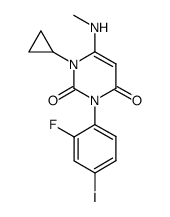 1-cyclopropyl-3-(2-fluoro-4-iodophenyl)-6-methylamino-1H-pyrimidine-2,4-dione结构式