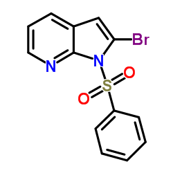 2-溴-1-(苯基磺酰基)-1H-吡咯并[2,3-b]吡啶结构式