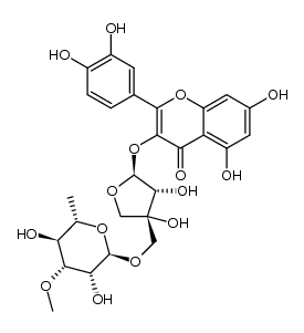 quercetin 3-O-(3-O-methyl-α-L-rhamnopyranosyl)-(1->5)-O-β-D-apiofuranoside Structure