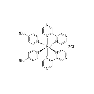 二(2,2'-联吡啶)(2,2'-联(4-叔丁基吡啶))钌二氯化物结构式