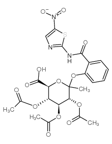 1-[[[2-N-(5-硝基噻唑基)羧酰胺基]苯基]-2,3,4-三-O-乙酰基-β-D-吡喃葡萄糖醛酸甲酯结构式
