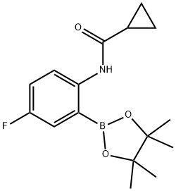 5-氟-2-(环丙基甲酰胺基)苯硼酸频哪醇酯结构式