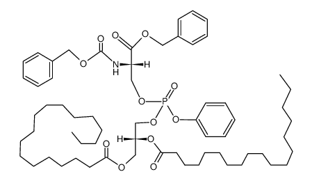 N-benzyloxycarbonyl-O-[((R)-2,3-bis-stearoyloxy-propoxy)-phenoxy-phosphoryl]-L-serine benzyl ester结构式