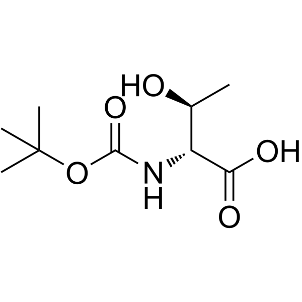 N-Α-叔丁氧羰基-D-苏氨酸结构式