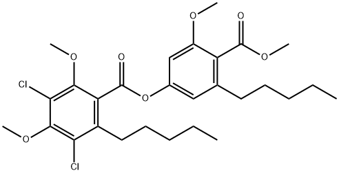 3,5-Dichloro-2,4-dimethoxy-6-pentylbenzoic acid 3-methoxy-4-(methoxycarbonyl)-5-pentylphenyl ester Structure