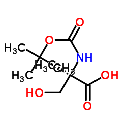 (R)-2-((叔丁氧羰基)氨基)-3-羟基-2-甲基丙酸结构式