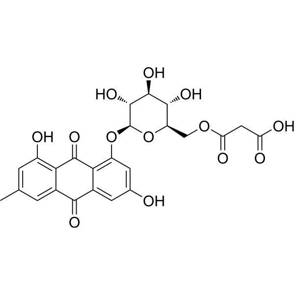 大黄素-8-O-(6'-甲基丙二酰)吡喃葡萄糖苷结构式