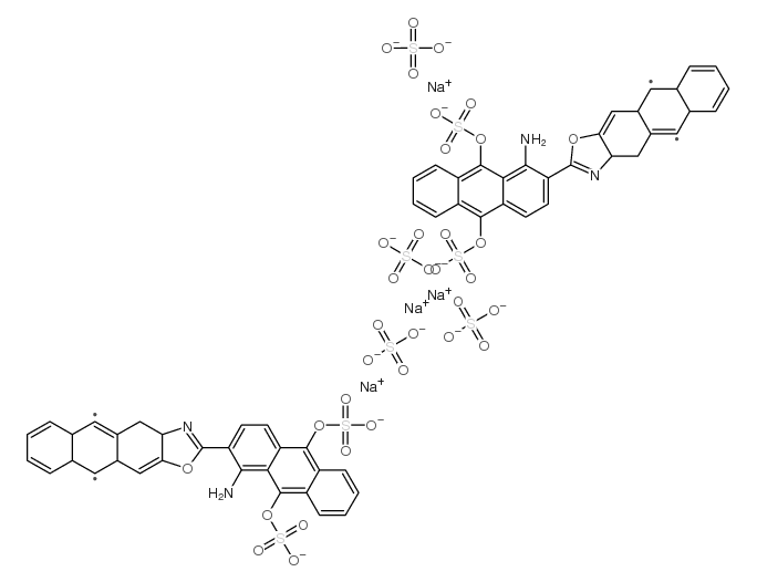 2-[1-氨基-9,10-二磺酰氧基-2-蒽基]蒽并[2,3-D]恶唑-5,10-二醇二(硫酸氢)酯四钠盐结构式