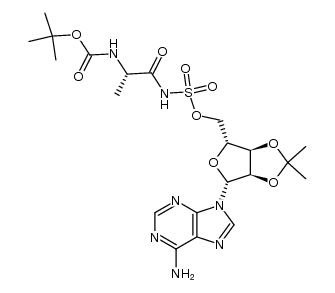 2',3'-O-isopropylidene-5'-O-(N-(Boc-L-alanyl)sulfamoyl)adenosine结构式