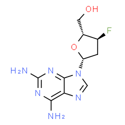 3'-fluoro-2,6-diaminopurine-2',3'-dideoxyriboside Structure