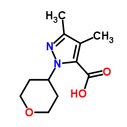 1-(tetrahydro-2H-pyran-4-yl)-3,4-dimethyl-1H-pyrazol-5-carboxylic acid Structure