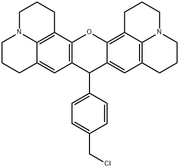 1H,5H,9H,11H,15H-Xantheno[2,3,4-ij:5,6,7-i'j']diquinolizine, 9-[4-(chloromethyl)phenyl]-2,3,6,7,12,13,16,17-octahydro- Structure