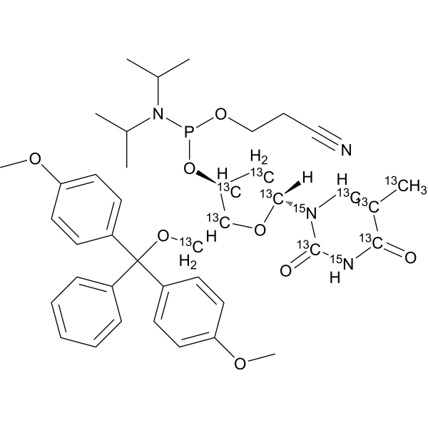 DMT-dT Phosphoramidite-13C10,15N2结构式