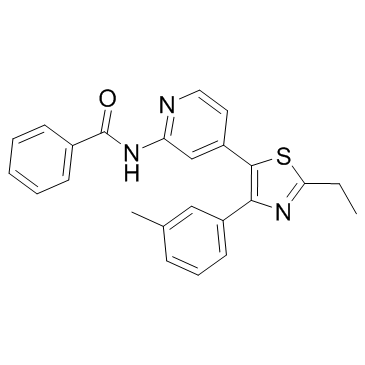 N-(4-(2-乙基-4-(3-甲基苯基)噻唑-5-基)吡啶-2-基)苯甲酰胺结构式