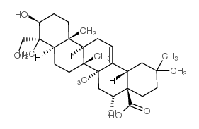 (3B,4A,16A)-3,16,23-三羟基齐墩果烷-12-烯-28-酸结构式