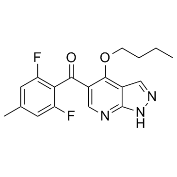 (4-丁氧基-1H-吡唑并[3,4-b]吡啶-5-基)(2,6-二氟-4-甲基苯基)-甲酮结构式