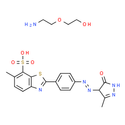2-[4-[(4,5-dihydro-3-methyl-5-oxo-1H-pyrazol-4-yl)azo]phenyl]-6-methylbenzothiazole-7-sulphonic acid, compound with 2-(2-aminoethoxy)ethanol (1:1)结构式
