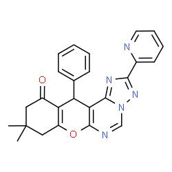 9,9-dimethyl-12-phenyl-2-(pyridin-2-yl)-8,9,10,12-tetrahydro-11H-chromeno[3,2-e][1,2,4]triazolo[1,5-c]pyrimidin-11-one Structure